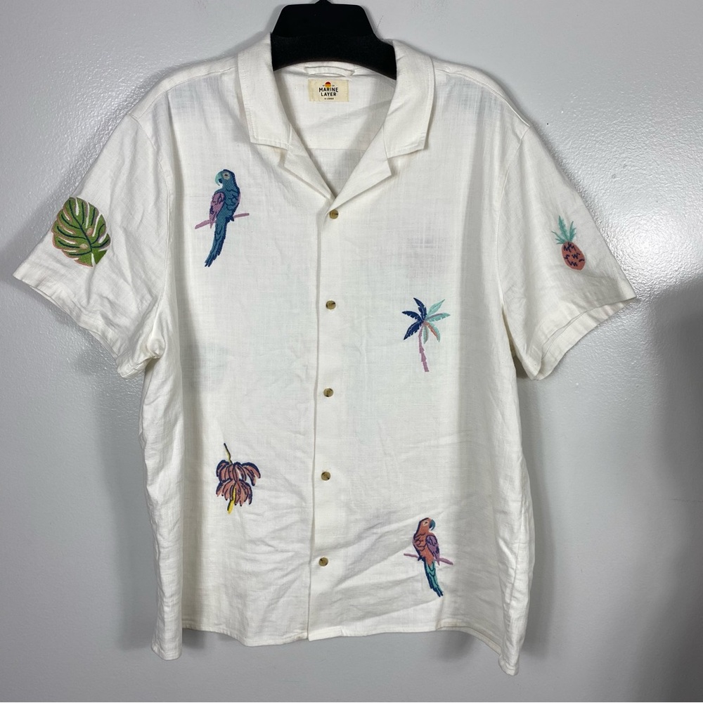 Marine Layer Stretch Selvage Embroidered Resort Shirt Sz XL - Picture 2 of 9